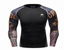 Mens Compression Long sleeve Breathable Quick Dry T Shirts Bodybuilding Weight lifting Base Layer Fitness Tight Tops Tshirt3814579