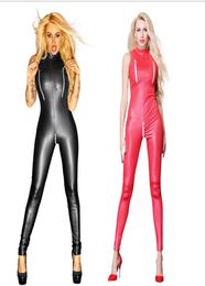 Women Sexy Catsuit Patent Leather Bodysuit Ladies Zipper Costumes Body Sexy Erotic Lingerie Motorcycle Suit Fetish Club Wear8404612
