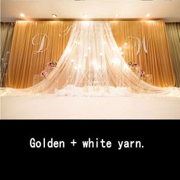 3 4m Wedding Party Ice Silk Fabric Drapery White Blue Color With Swag Stage Prop Fashion Drape Curtain Backdrop 198h