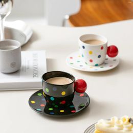 Mugs Ceramic Cups And Plates Coloured Polka Dot Pattern Coffee Mug Tea Set Household Milk Festival Commemorative Gifts