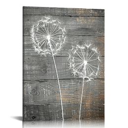 Dandelion Canvas Wall Art White and Grey Decor Modern Bedroom Bathroom Decorations