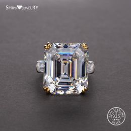 Shipei Natural Rectangle White Pink Sapphire Ring 925 Sterling Silver Sapphire Rings for Women Men Wedding Engagement 2502