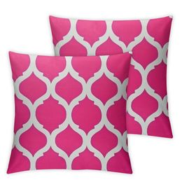 Decorative Throw Pillow Case White Hot Pink Quatrefoil Pattern Outdoor Pillowcase Cushion Cover One Side Design Printed Square Size  2pc