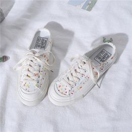 Casual Shoes 2024 Summer Half-support Canvas Women Fashion Street Shooting Student White Board Comfortable Trendy