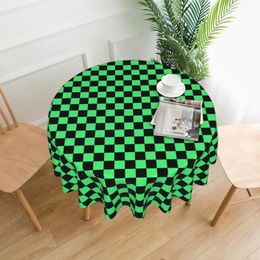 Black and Green Checkerboard Pattern Table Clothe for Dining Table Waterproof Round Tablecloth 60 Inch Party Wedding Decoration 240529