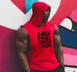 Mens Hooded T Shirt Gyms Clothing Mans Bodybuilding Tank Tops boys Sleeveless Vest Sweatshirt Fitness Workout Sportswear6216280