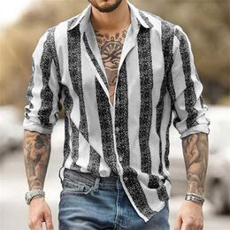 Men's Dress Shirts Mens Shirt Plaid Stripe Geometric Stand Collar Outdoor Street Print Long Sleeve Clothing Fashion Streetwear Designer Casual Q240528
