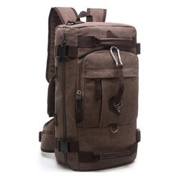 New Backpack Men Vintage Canvas Backpack bucket shoulder bag Large capacity man travel bag mountaineering Rucksacks2464016