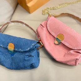 Designer Bags Women Handbags Purses One Shoulder Crossbody Chain Bag Denim Blue or Pink With Letter Pattern Tote 25cm 279T