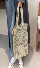 2022 designer original brand embroidered bag female hollow rafia straw tote luxury summer beach woven hands2726305