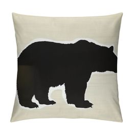 Throw Pillow Cover Don't Wake The Bear Portrait Cool Animal Funny Quote Black White Square Pillow Case Cushion Cover for Home Car Decorative