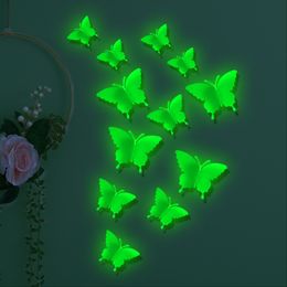 12Pcs Luminous Butterfly Wall Stickers Glow In The Dark 3D Fridge Decals Wallpaper For Living Room Home Wedding Party Decors