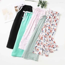 Women's Sleepwear Capris Pyjama Pants Loose Summer Soft Cotton Home High Quality Wide Leg Plus Size Air Conditioning Trousers
