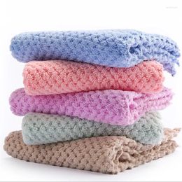 Towel 5PCS /Set High Density Warp Knitted Coral Fleece Pineapple Grid Soft Absorbent Dry Hair Home Kitchen Square Cloth