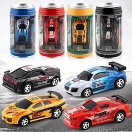 1 58 Remote Control Mini RC Car Battery Operated Racing Car PVC Cans Pack Machine Radio Controlled Toy Kid Birthday Gift 240528