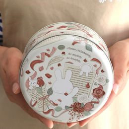 New Bear Biscuit Dessert Tin Storage Box Cute Rabbite Large Round Metal Case Containers Cookie Baking Packaging Box