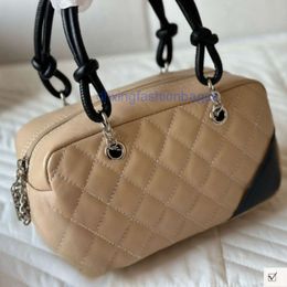 women handbag saddle bag Channelbags Sheepskin Pillow Handheld Bag Western Contrast Middle Ancient Handheld Womens Bag B506