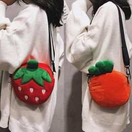 Sweetheart light Shoulder Bags purse Ladies Girls Fashion Winter Flock Fruit Strawberry Shoulder Crossbody Bag Christmas Gift 244d