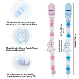 Baby Pacifier Chian Clips Unicorn Silicone Beads Anti-Lost Nipple Holder Baby Teething Dummy Holder Baby Chew Gift Accessories
