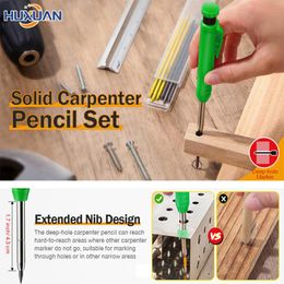 New Woodworking Marking Pen Solid Carpenter Pencil Built-in Sharpener Mechanical Pencil Marking Tool 6Refill Leads For Architect