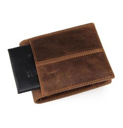 Vintage Crazy Horse Leather Men Wallets Classical Short One Folder Mini Purse for Male Brown76926732671650