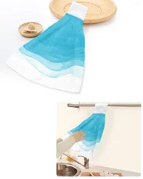Towel Blue Gradient Watercolour Hand Towels Home Kitchen Bathroom Hanging Dishcloths Loops Quick Dry Soft Absorbent