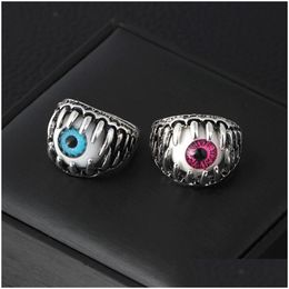 Cluster Rings Halloween Evil Eye Mens Individuation Creative Blue Red Eyeball For Women Fashion Punk Jewelry Accessories Gift Drop De Dhsha