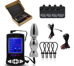 3in1 Male Electric Shock Toys with Anal Plug 4 Penis Rings and Pad Full Body Massage Physical Themed Masturbation Toys for Men I97438865