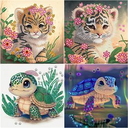 5D DIY Turtle Tiger Partial Special Shaped Drill Kit Partial Rhinestone DIY Wall Art Craft Mosaic Picture Home Decoration