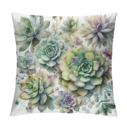 Tropical Plant Decorative Pillow Covers Succulent Cactus Print Throw Pillow Case Summer Theme Cushion Cases Decor Farm Home Couch Garden