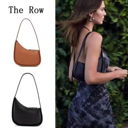 The Row Half Moon Bag In Smooth Leather Women Designer With Flat Shoulder Strap and Curved Zipper Closure Clutch Tote Underarm Bags Pur 252x