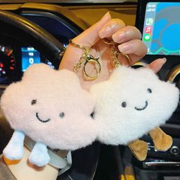Plush Keychains 1 piece of plush white cloud keychain suitable for women cotton filled doll toy keychain backpack charm car keychain friend and couple gift s2452909