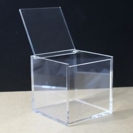 Acrylic Square Dustproof Flip Storage Box Transparent Plastic Dividers For Jewerly Gift Boxes Wedding Ring Candy Food Container