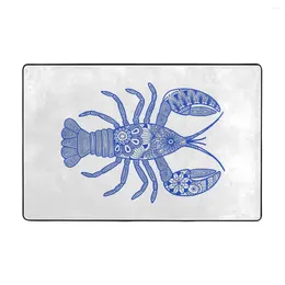 Carpets Lobster Blue And White Horizontal Doormat Carpet Mat Rug Polyester Anti-slip Floor Decor Bath Bathroom Kitchen Living Room 60 90