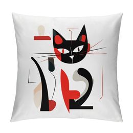 Christmas Cat Pillow Covers ,Cat Mum Gift Christmas Decor for Cat Lover,Christmas Throw Pillow Case for Home Bedroom Sofa Couch,Cat Lover Gift