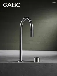 Kitchen Faucets Luxury Brushed Nickel Brass Sink Faucet Put Out Copper Tap Top Quality 2 Hole 1 Handle Cold Water Est