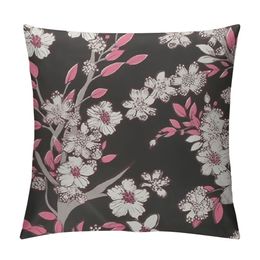 Peach Blossom Flower Flower Satin Pillowcase للشعر والجلد Super Pillowcase Standard Satin Cases مع إغلاق المغلف