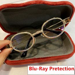 Pretection Retro Round Sunglasses Women Vintage Steampunk Sun glasses Men Clear lens Rhinestone sunglasses Oculos 293j
