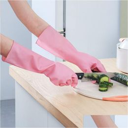 Cleaning Gloves Household Kitchen Dishwashing Waterproof Durable Extension Washing Cloth Rubber Wholesale Drop Delivery Home Garden Dhcs0