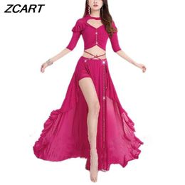 Women Belly Dance Professional Costumes Set Elegant Oriental Dance Practise Clothes Top +Long Skirt Female Bellydancing Outfit