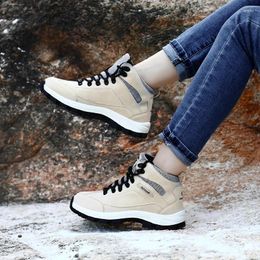 Casual Shoes Winter Sneakers Plush Women Hiking Women's Camping Breathable Plus Size 35-46 Slip-on Keep Warm