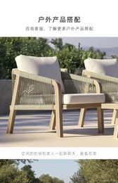 Custom Outdoor Terrace Teak Sofa Rattan Table And Chair Courtyard Garden Leisure Furniture Villa Hotel Homestay Balcony Rattan