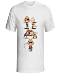 One Piece Man Vs One Punch Man T Shirt Anime Awesome Novelty Cotton T-Shirt over Men Women Design White Tee1959103