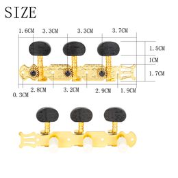 Guitar Knob Classical Guitar Triple Row Open String Knob Gold Tuning Guitar Knob With Screw Guitar Accessories A Set Of Two
