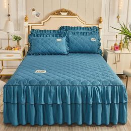 Luxury Couple Mattress Cover Ruffle Skirt Quilt Elastic Fitted Single Double Bedspread on The Bed Sheet 2 People 150 180x200 240513