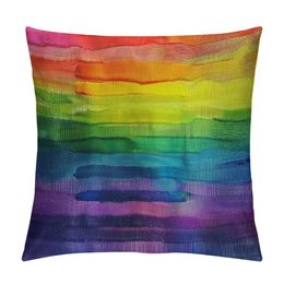 Rainbow Stripes Decorative Pillow Case Abstract Striped Bright Colours Romantic Creative Throw Pillow Cover Home Decor Square Cushion Cover for Couch Bed Sofa