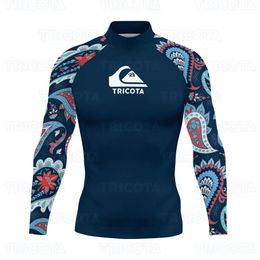 TRICOTA Surfing Shirts Men Rash Guard Diving Suits Swimwear Long Sleeve T-shirt Tops Uv Swimming Tight Beach Jersey Fit T Shirt