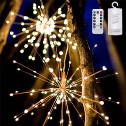 90-200 Leds Hanging Starburst String Fairy DIY Firework Christmas Lights Outside for Holiday Party Decor Garland Street 235t