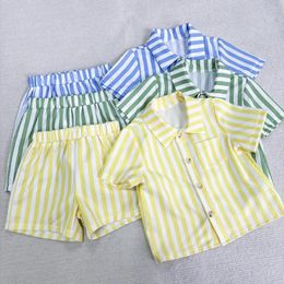 Clothing Sets Summer Boys Striped Shirt Loose Short Sleeved Shorts Set Daily Casual Children's