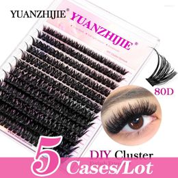 False Eyelashes YUANZHIJIE 5Cases/Lot DIY Handmade Eyelash Extension Segmented Flase Lashes Dramatic Lash Bundles Soft Ribbon Strip